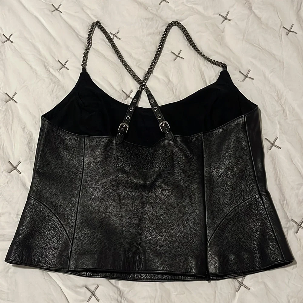 Harley-Davidson Black Leather Tank Top - Picture 2 of 7